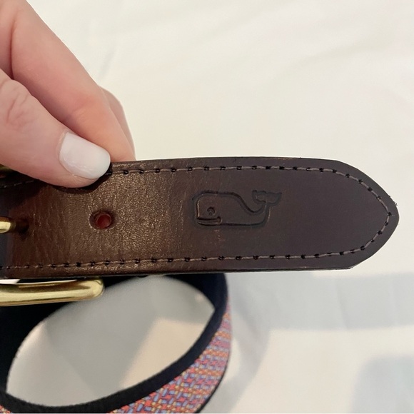 VINEYARD VINES MENS Preppy Cotton Leather BELT - Picture 3 of 6